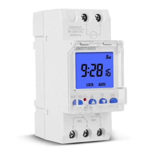 TM928AK智能大屏显示可更换电池导轨定时器开关背光85-265V16A