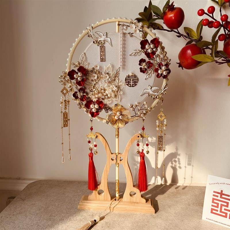 团扇diy材料包新娘结婚手工喜扇成品新中式婚礼手持秀禾扇小红书,居家日用,扇子,淘宝优惠券,粉丝福利购,淘宝优惠卷