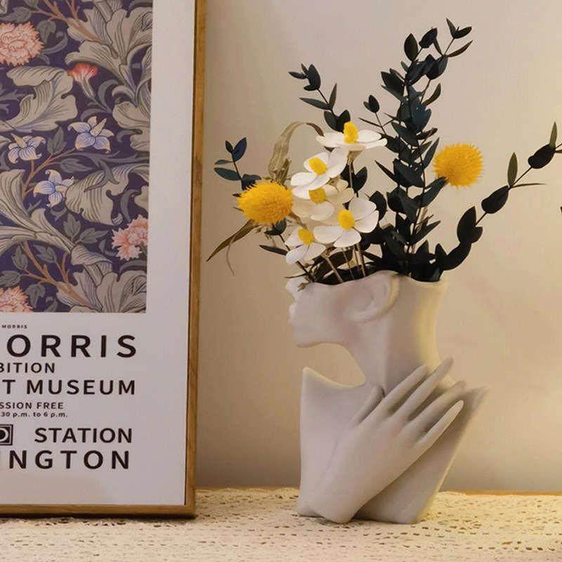 ins客厅装饰人体花瓶法式奶油风插花玄关陶瓷摆件高级感艺术摆设,家居饰品,花瓶,淘宝优惠券,粉丝福利购,淘宝优惠卷