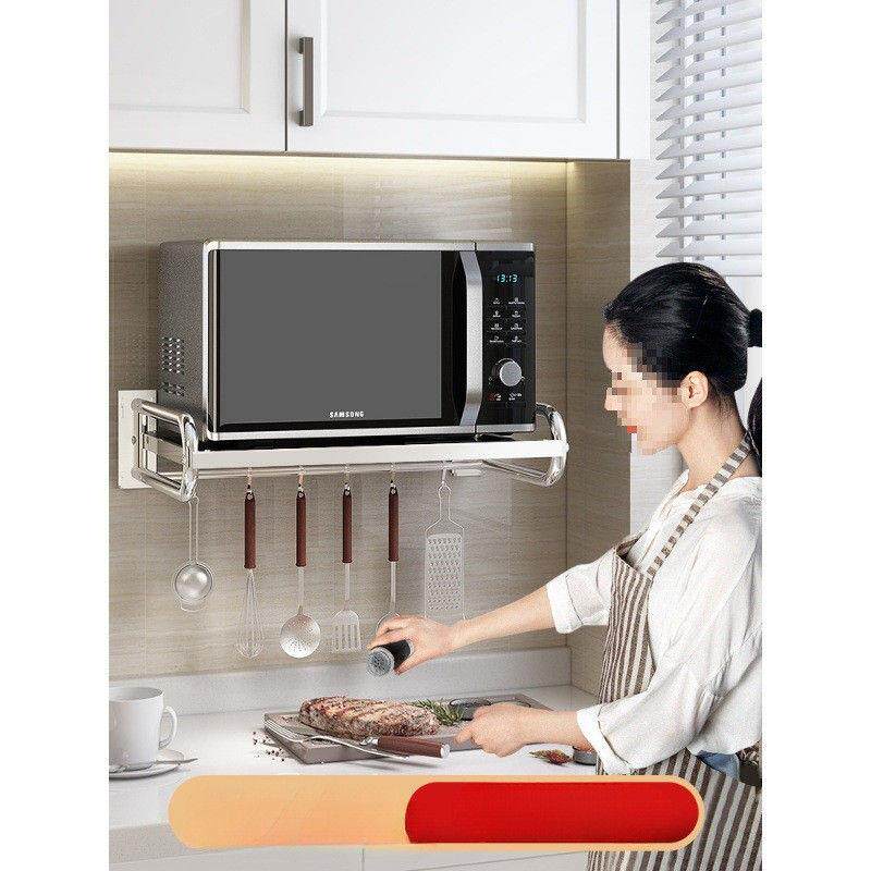 免打孔304不锈钢厨房微波炉架子置物架壁挂式挂墙上烤箱挂架支架