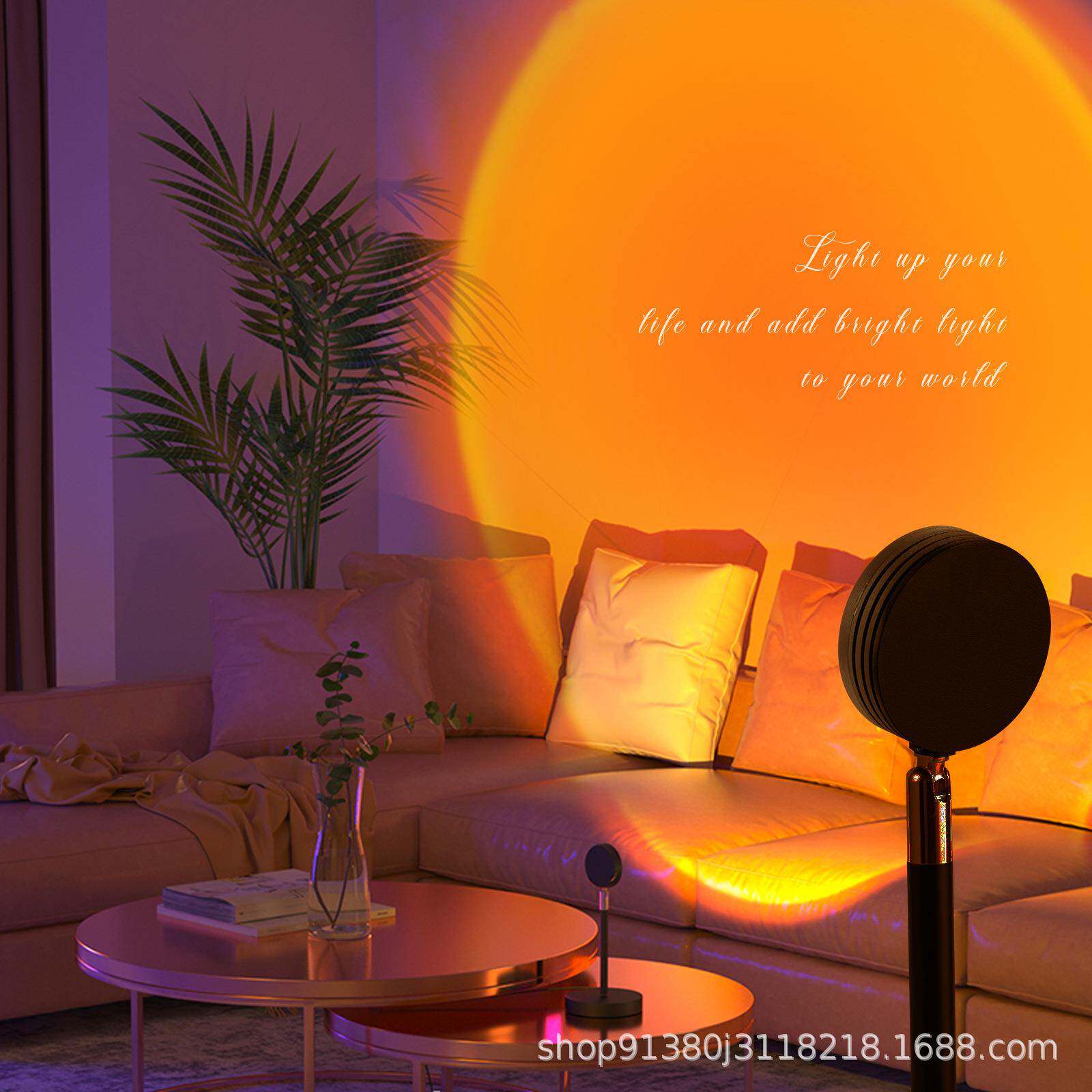 跨境夕阳落日灯日不落灯彩虹投影灯日落灯网红直播背景投影氛围灯