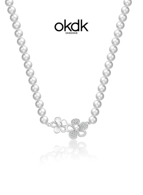 山茶花花朵珍珠项链女轻奢小众