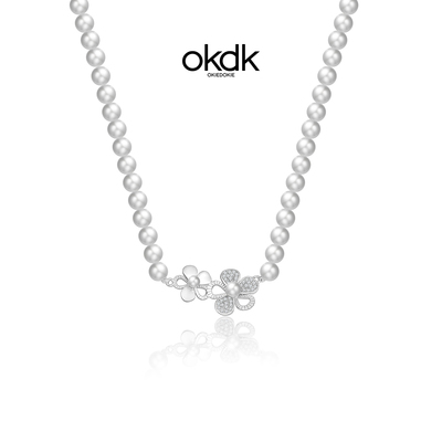 山茶花花朵珍珠项链女轻奢小众