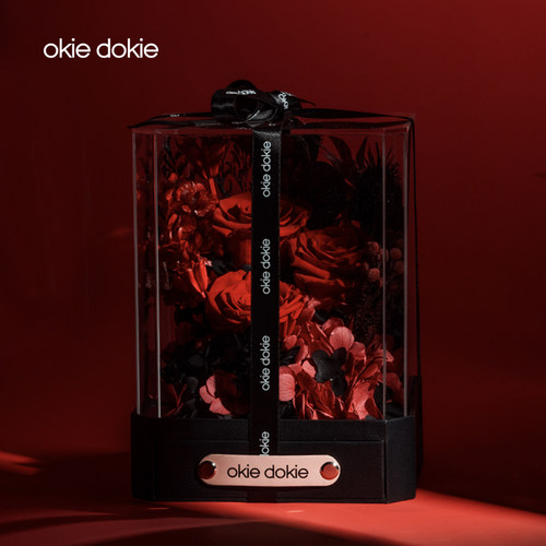 OKIEDOKIE心悦玫瑰何宣林同款永生花礼盒首饰盒玫瑰仿真闺蜜礼物