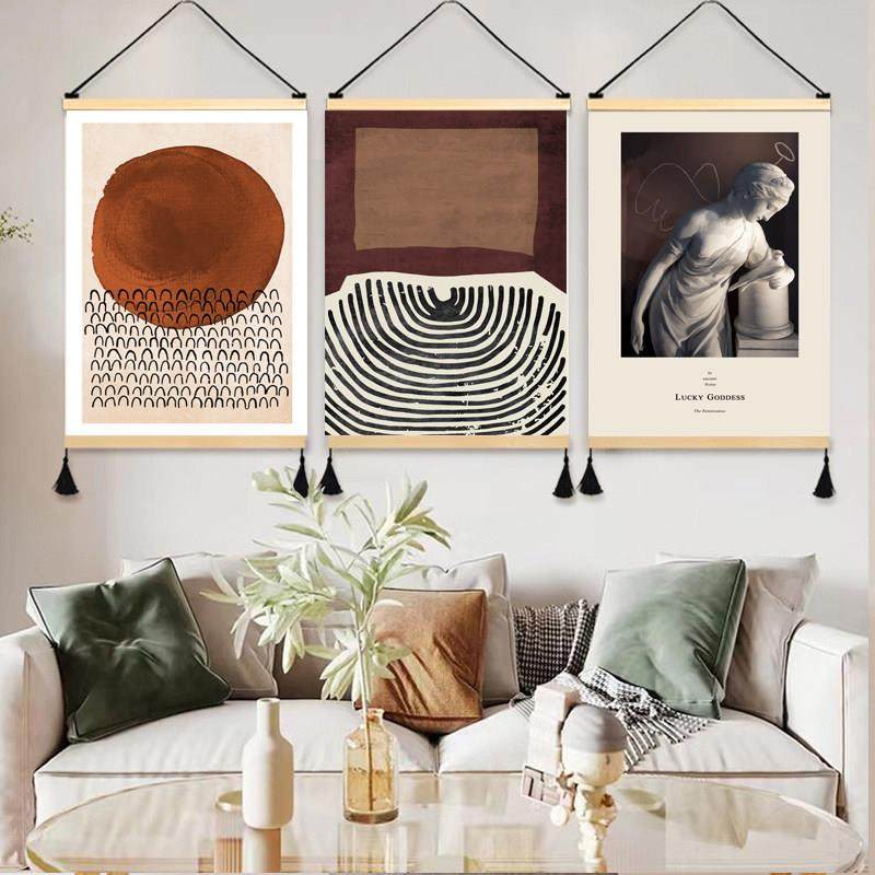 北欧抽象客厅装饰画沙发布背景墙壁画长方形玄关卧室挂画可定制