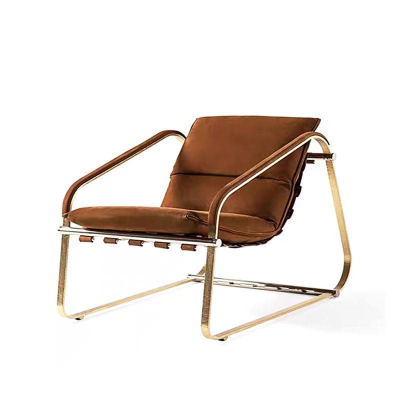 轻奢阳台休闲椅躺椅客厅家用懒人椅皮艺户外靠背椅别墅豪宅扶手椅