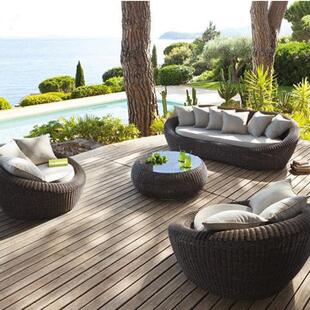 户外家具藤沙发圆藤沙发阳台休闲沙发彷藤沙发庭院桌椅藤家具圆藤