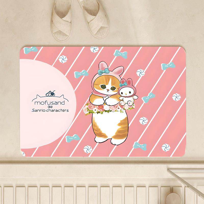 可爱猫咪硅藻泥吸水垫浴室防滑地垫厕所洗手间脚垫卫生间门口门垫,居家布艺,家用脚垫,淘宝优惠券,粉丝福利购,淘宝优惠卷