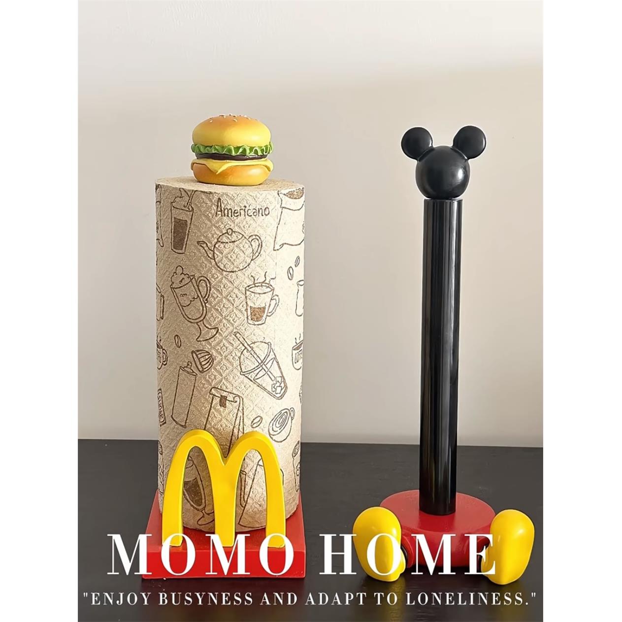 米奇厨房纸巾架子立式卷纸保鲜膜收纳置物架创意餐厅摆件抽纸挂架