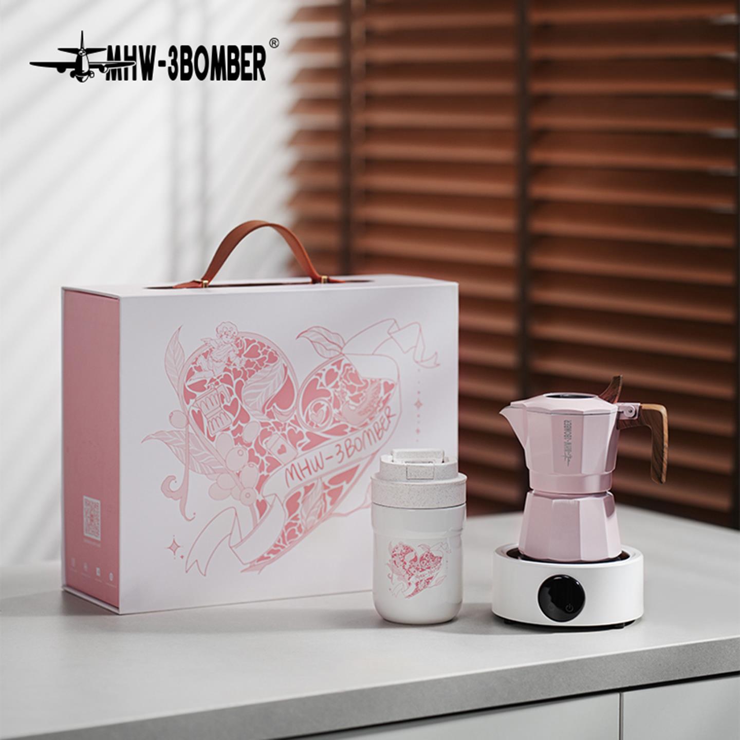MHW-3BOMBER轰炸机怦然心动双阀摩卡壶礼盒 咖啡壶套装生日礼物
