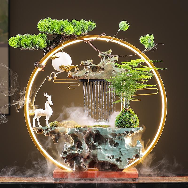 招财流水摆件水循环加湿喷泉客厅玄关办公室桌面创意装饰开业礼品