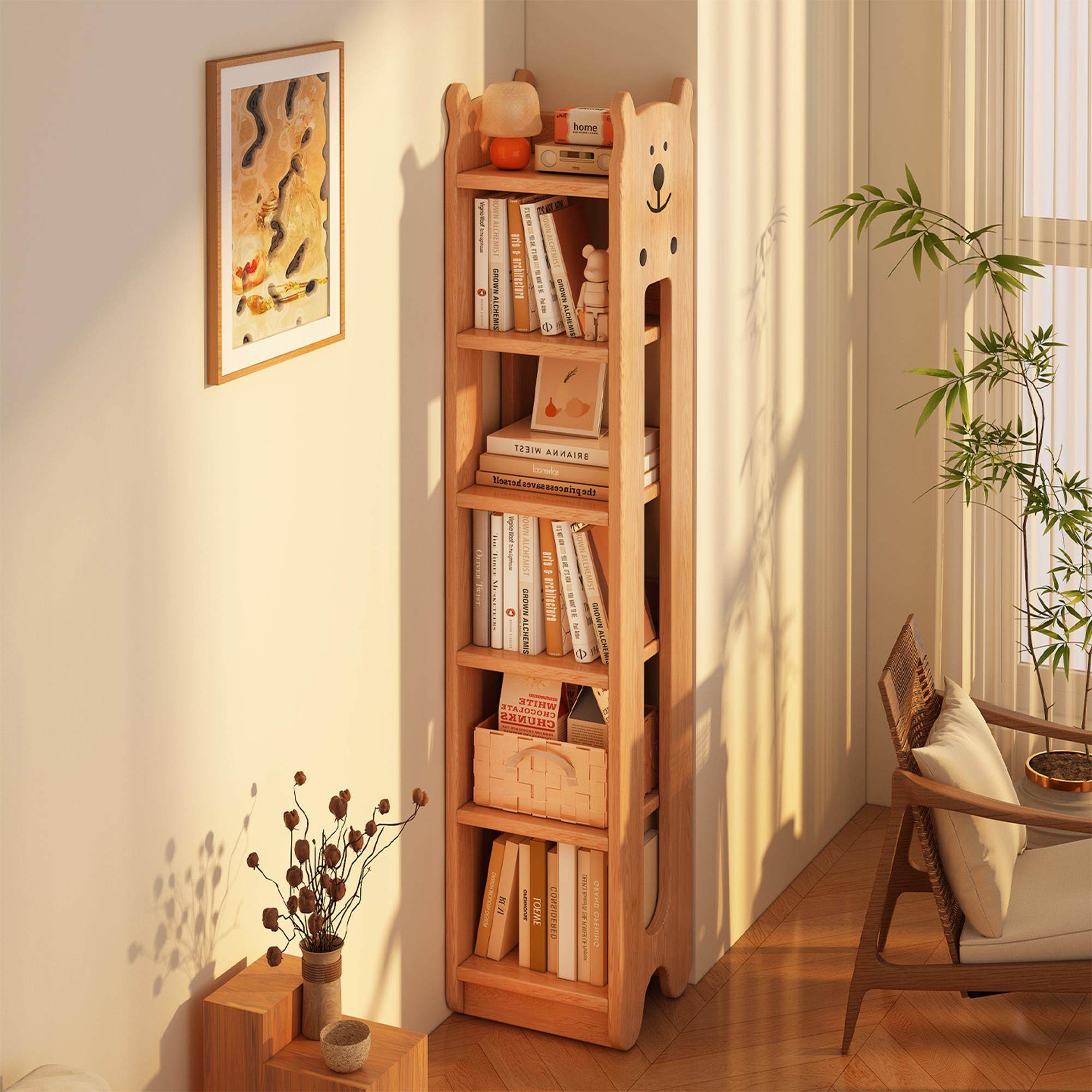 实木书架学生家用书柜简易书架儿童收纳柜子转角书架落地置物架