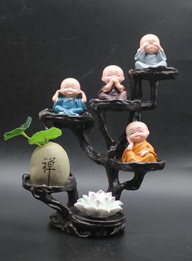 禅意小和尚家居装饰工艺品摆件客厅玄关电视酒柜办公桌面礼物摆设