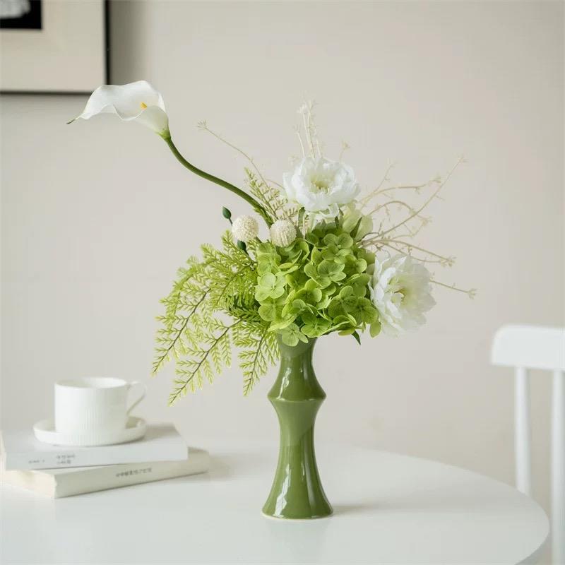 创意竹子陶瓷花瓶高端大气上档次花器轻奢高级感办公室摆件节节高