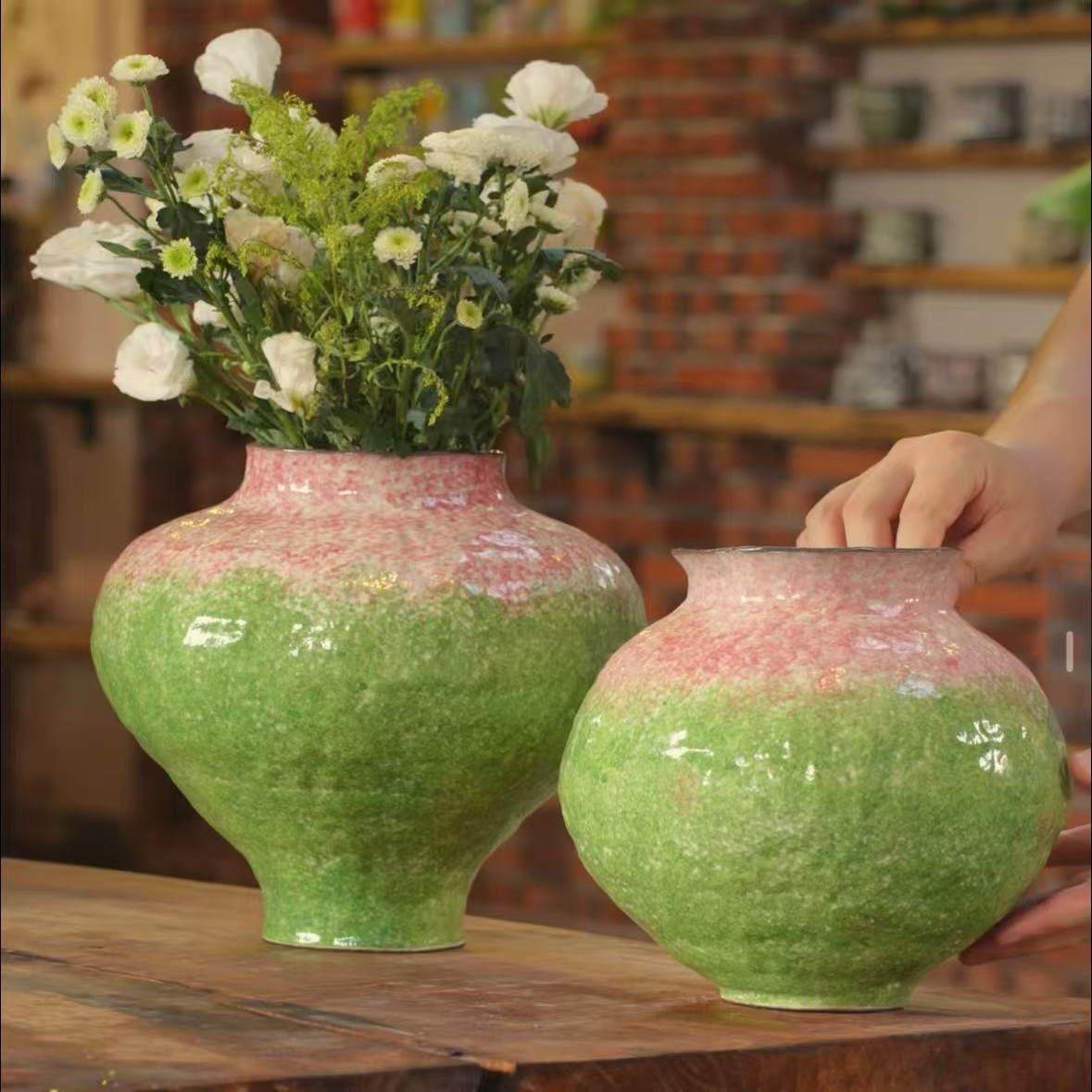 景德镇陶瓷花瓶摆件客厅插花鲜花干枝干花复古中式民宿Y10070Y29