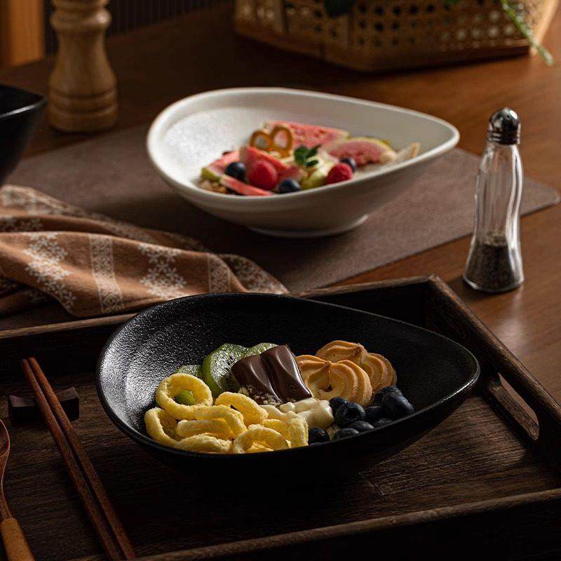 水果沙拉碗盘家用盘子深盘创意不规则凉菜盘陶瓷餐盘白色汤碗汤盘,餐饮具,盘,淘宝优惠券,粉丝福利购,淘宝优惠卷