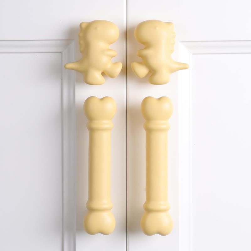 黄色简约儿童房拉手定制高档衣柜门橱柜子床头柜抽屉卡通把手单孔