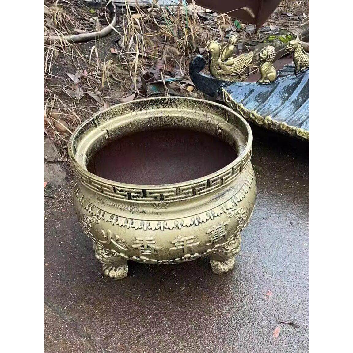 大型香炉寺庙生铁铸造双龙圆形特大号室内家用祠堂案桌插香供奉鼎,家居饰品,落地摆件,淘宝优惠券,粉丝福利购,淘宝优惠卷