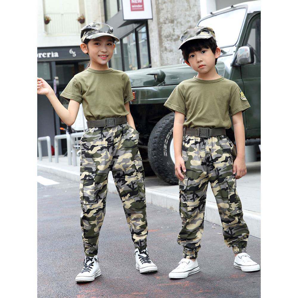 儿童迷彩服夏令营户外拓展体能训练服学生军训制服幼儿园纯棉套装
