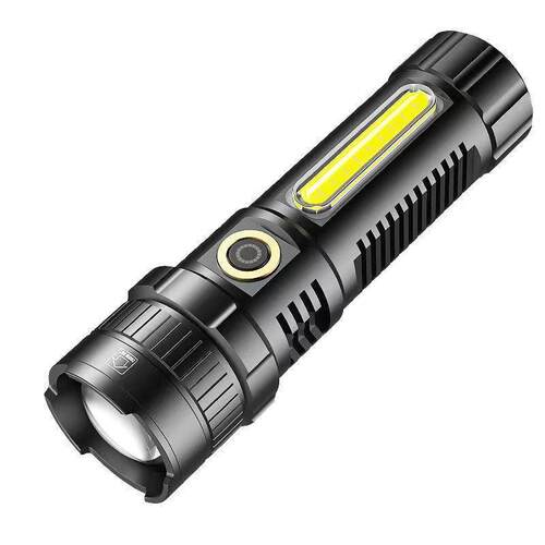 新款XHP-70强光伸缩磁吸USB充电车载COb侧灯输出充户外手电筒