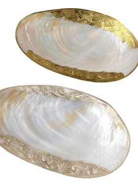 珠贝壳首饰盘盘水果碟拍照装饰照摆盘镶1zj7279嵌大蚌壳餐陈列珍