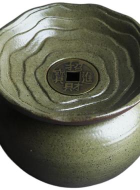 进窑变青苔绿招财建粗ANJ水茶桶干泡茶台蓄水宝缸陶水盂茶洗水洗