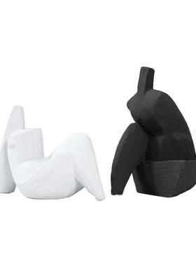 现代简约抽象人黑太极白RZ-ML891家居创软装饰物品桌子边缘意艺术