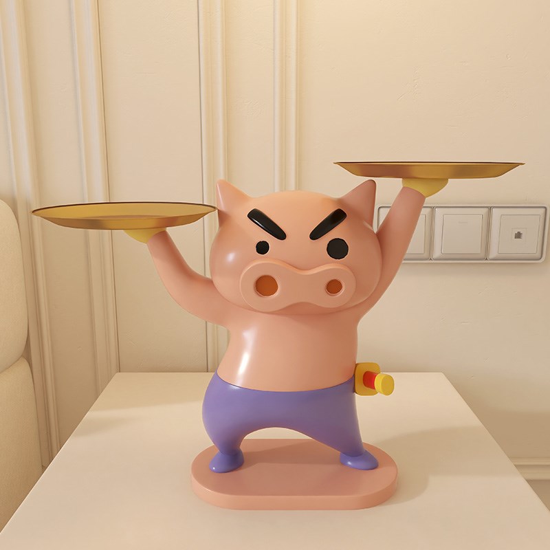 轻奢肥嘟嘟左卫门客厅玄关入户钥匙收纳托盘装饰搬家礼物摆件