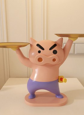 轻奢肥嘟嘟左卫门客厅玄关入户钥匙收纳托盘装饰搬家礼物摆件