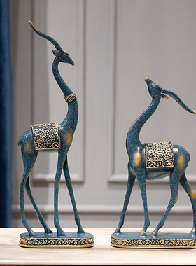 电视柜装饰招财客厅美式家庭斗柜装饰品鹿摆件玄关工艺品家居摆设