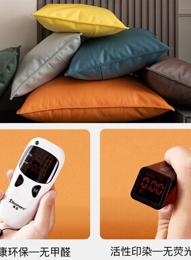 科技布橙色抱枕沙发客厅轻奢抱枕套不含芯靠枕套罩大靠垫套靠背垫