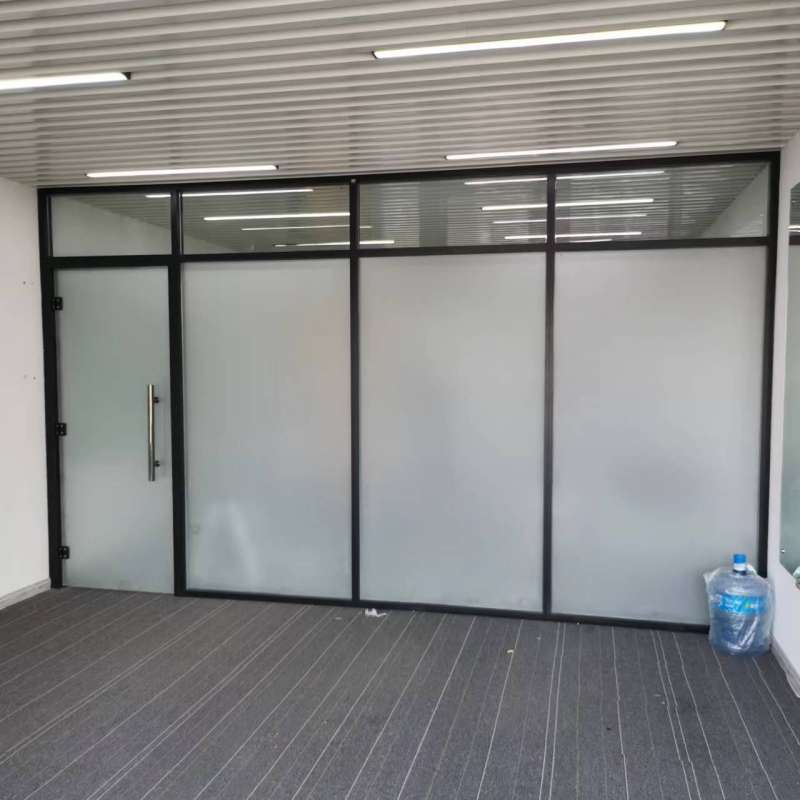 办公隔断钢化玻璃百叶隔断单层透明磨砂玻璃中空玻璃铝合金高隔墙