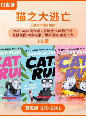 【坏蛋联盟 番外续集】学乐英文原版 Cat on the Run猫之大逃亡3册 我是大坏蛋同作者 6-12岁儿童漫画章节书小说