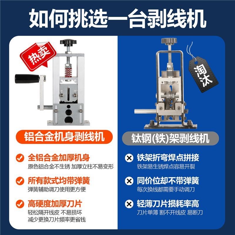 剥线机自动手摇电动去皮神器手动手摇去皮机电线剥皮机废旧铜线