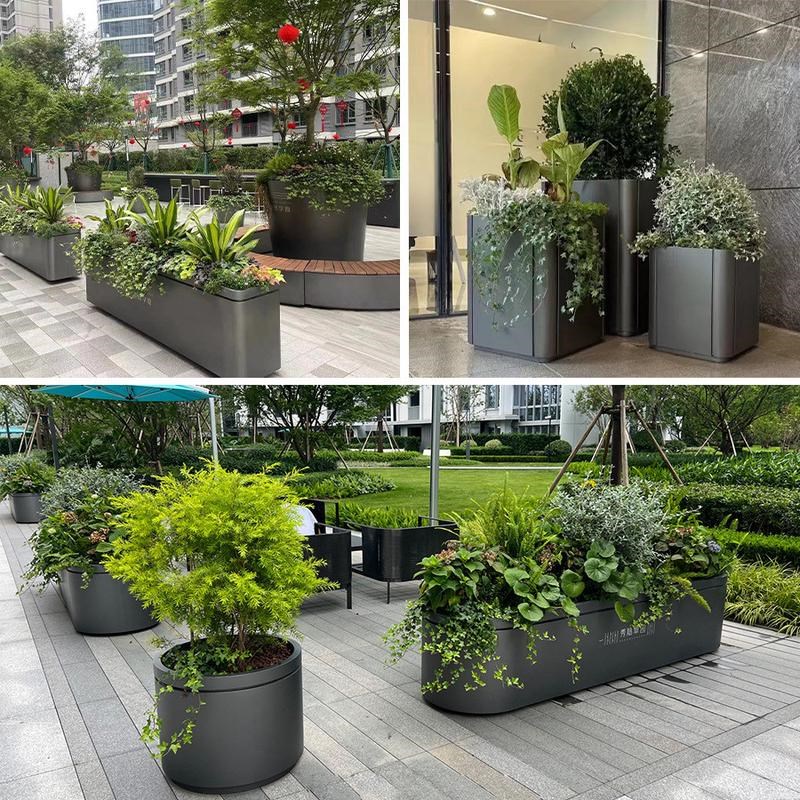 户外不锈钢花箱组合成品花池可移动花坛景观花盆护栏铁艺隔断市政