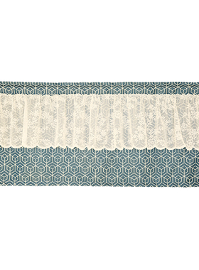 美式深蓝色几何强遮光窗帘半帘挂钩免打孔门帘韩式黏贴魔术贴定制