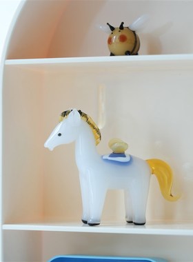 淄博琉璃手作元宝马桌面摆件马上有钱招财祝福办公书桌装饰品礼物