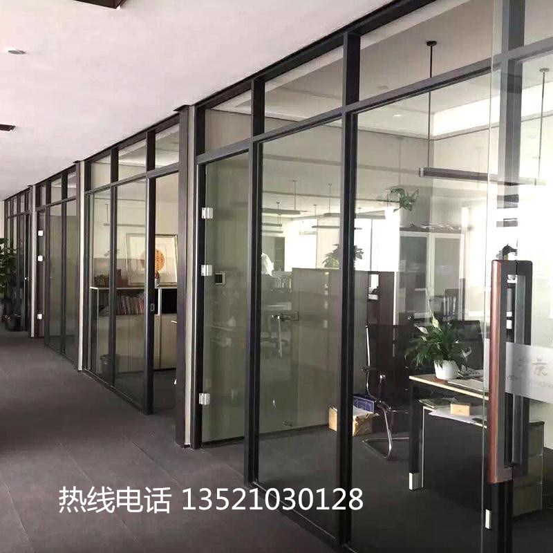 宁波办公室隔断墙磨砂玻璃隔断钢化高隔断百叶高隔间铝合金隔断