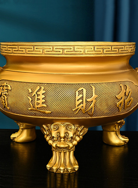 铜香炉招財进宝三足炉祠堂特大号寺院供奉双龙鼎寺庙佛具纯铜家用