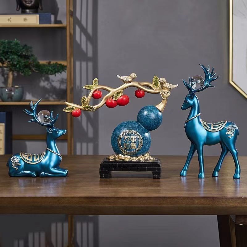 招财麋鹿葫芦摆件酒柜装饰品轻奢家居客厅玄关电视柜乔迁新居