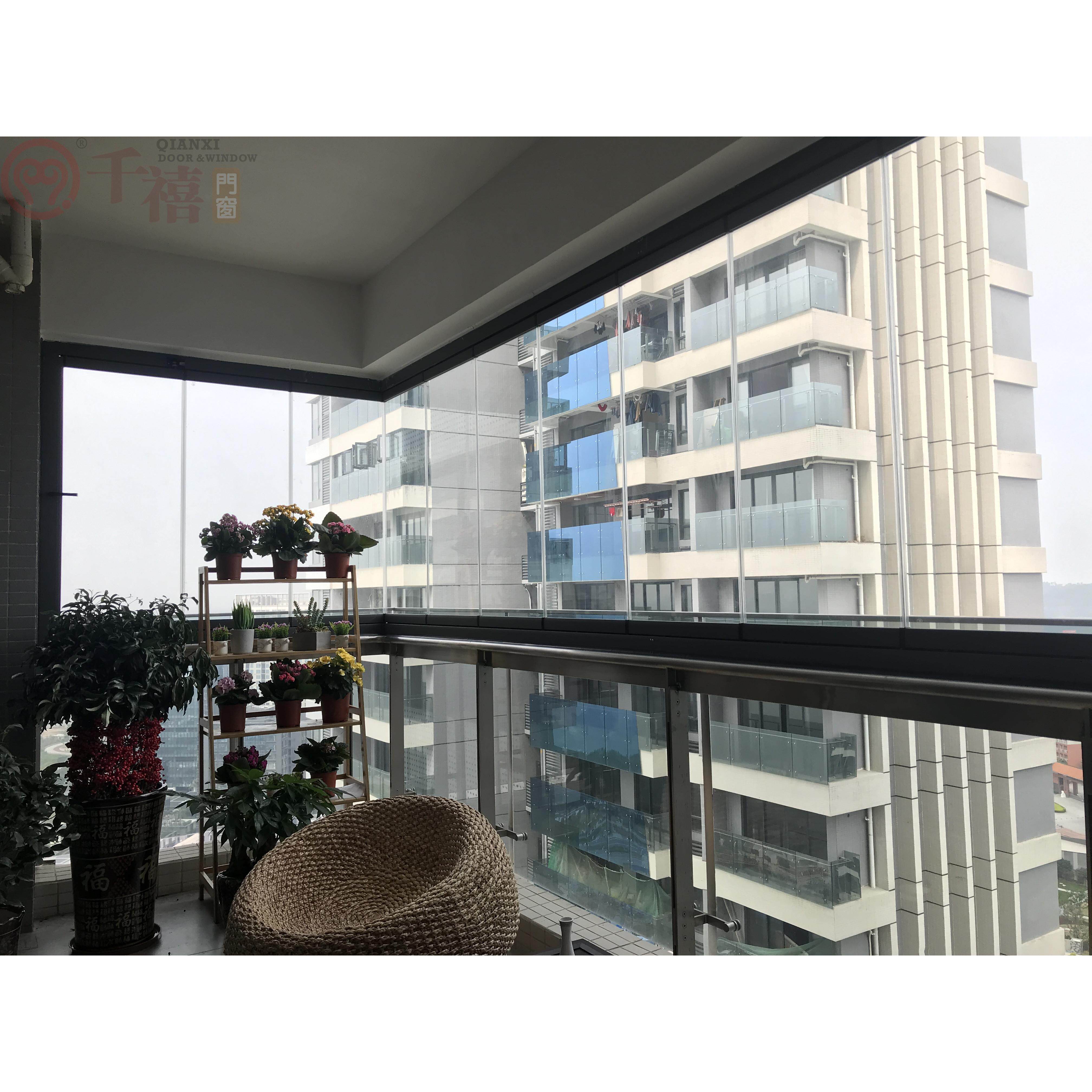 窗千tip禧门c封阳台窗折叠窗无框窗落地窗全玻景窗隐形窗璃窗景观