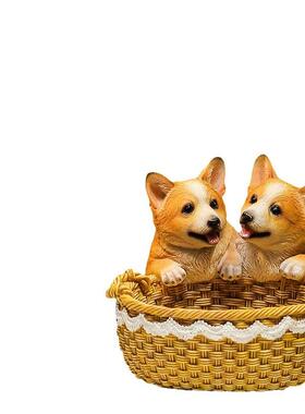 创意狗狗入户玄关钥匙收纳摆件柯基放门口鞋柜客厅家居装饰工艺品
