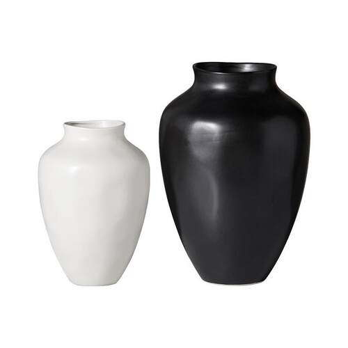 高档陶瓷水培花瓶中古侘寂风黑白哑光干花插花器复古民宿玄