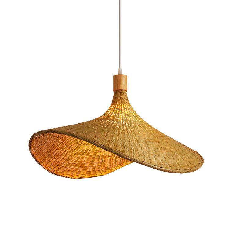 竹编吊灯新中式茶室藤艺东南亚日式灯具草帽灯楼梯竹艺灯,家装灯饰光源,智能吊灯,淘宝优惠券,粉丝福利购,淘宝优惠卷