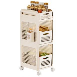 零食小推车家用中古厨房夹缝收纳架塑料落地可移动多层整理置物架