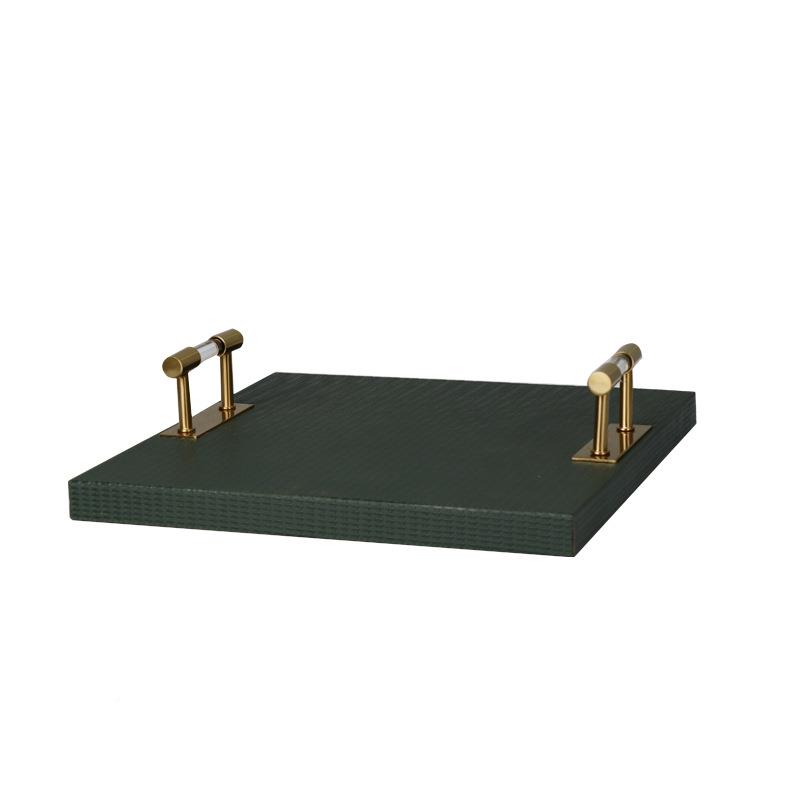 轻厅奢现编织皮革RMR金属托盘居软装客代茶几家收纳盘浴室香薰盘