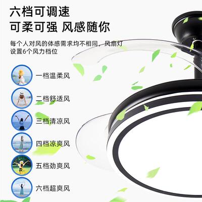 全铜电机隐形静音风扇灯吊扇灯新款蓝牙客厅卧室餐厅风扇吊灯