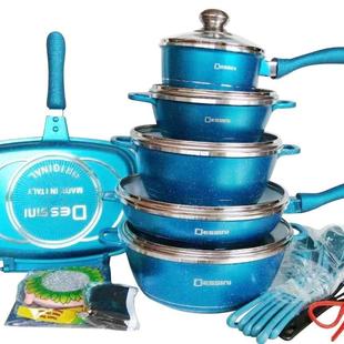 Dessini23件套锅具不粘锅麦饭石压铸锅套装厨房餐具外贸家用