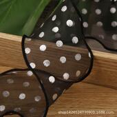 哑光金银点波浪烤边雪纱丝带diy蝴蝶结发饰服装 礼帽花束包装 带