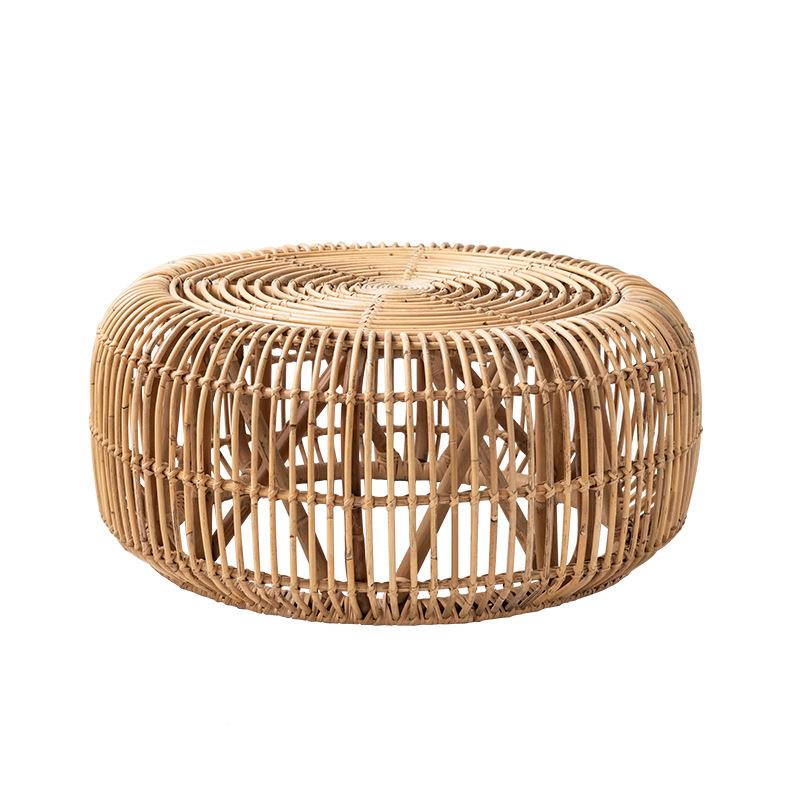 圆形几印尼真网藤茶民宿藤Y茶创几红藤编茶几茶桌编织意圆简约矮
